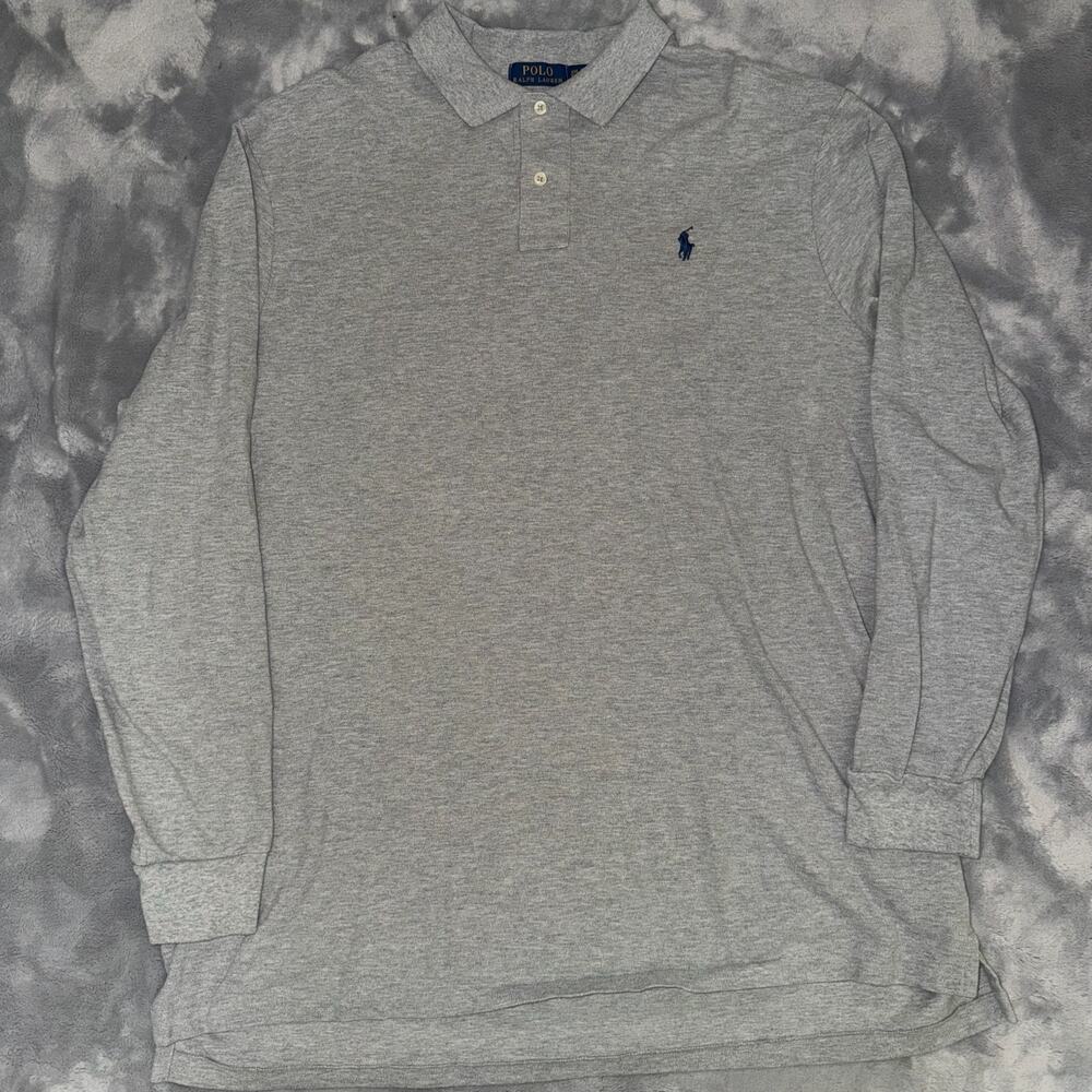 Polo Ralph Lauren Classic Fit Mesh Polo Long Sleeve Grey XXL Tall